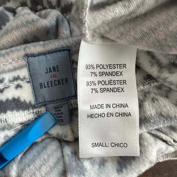 Jane and Bleecker Pajama Pants Small Pink Fair Isle Patch Pockets Soft Fleece - Picture 7 of 9